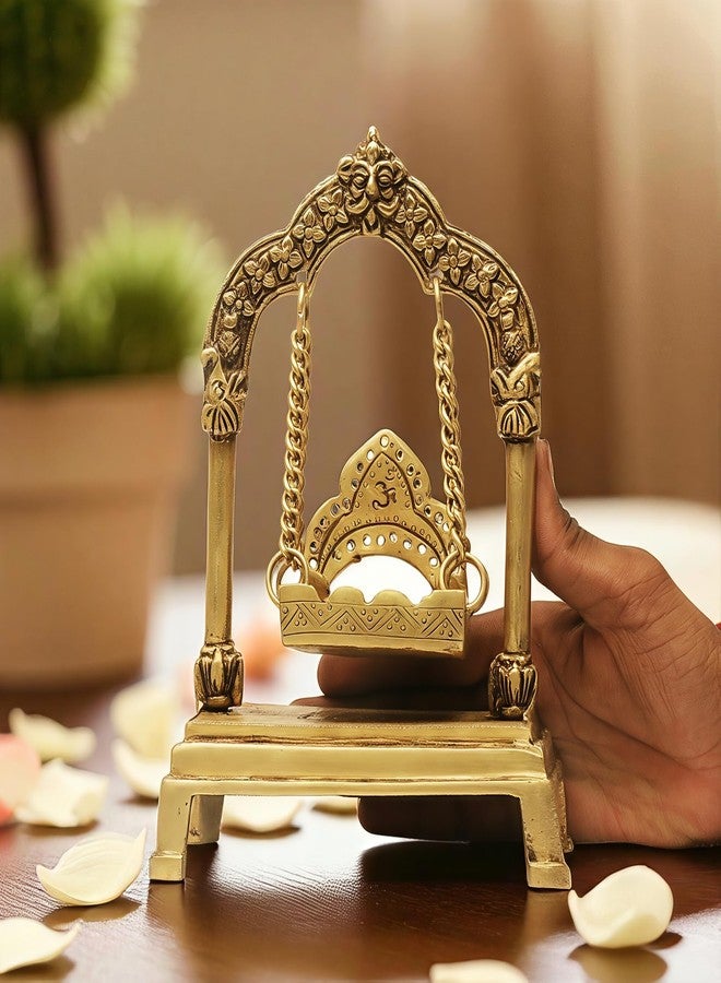 SHANTI Brass Swing Laddu Gopal Jhula، Krishna Hindola Palana، ديكور Laddu Gopal لمعبد بوجا، تماثيل العرض، هدية دينية ارتفاع المادة: - 8.27 بوصة - Image 5